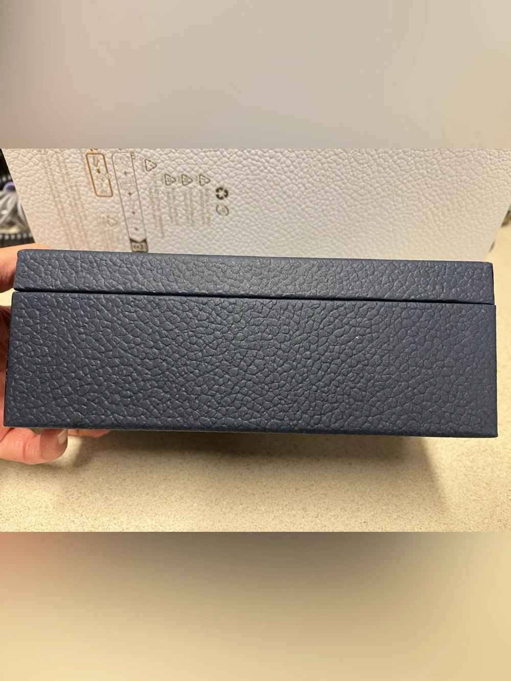 Authentic Dior Blue Textured Sunglasses Case with Gold Logo